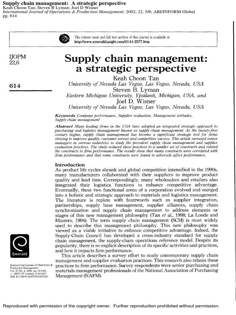 International Journal of Operations & Production Management 2002 22, 5/ ...