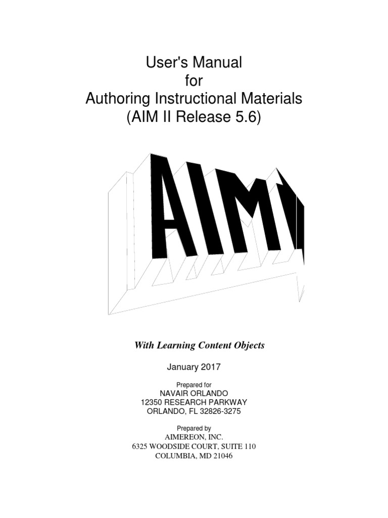 AIM II User Manual Help Desk Menu