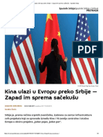 Kina Ulazi U Evropu Preko Srbije, Zapad Im Sprema Sačekušu