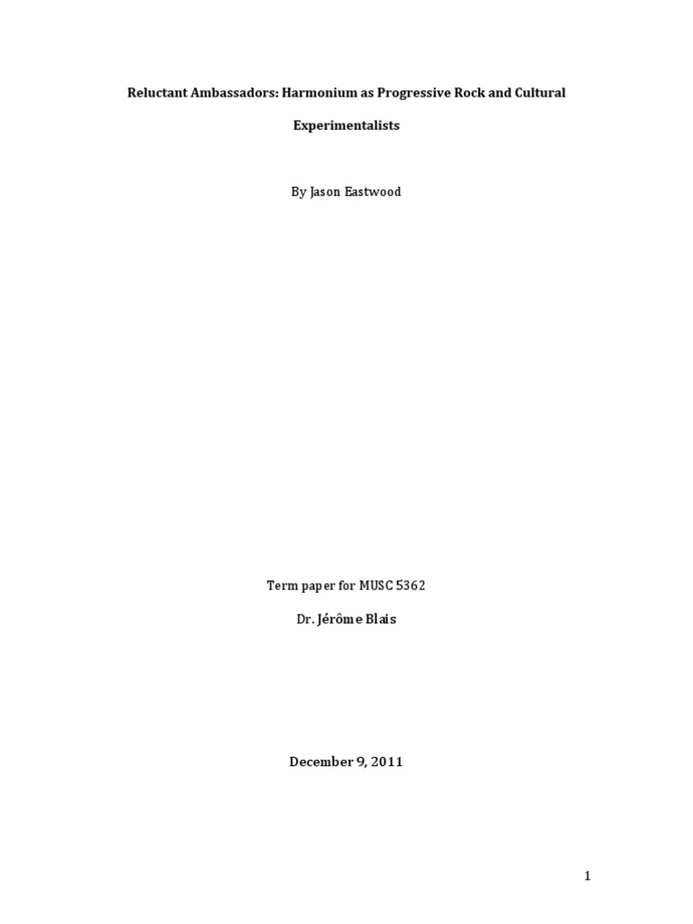 Harmonium Essay Final PDF Performing Arts Leisure