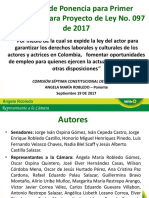 Presentación Ponencia Cámara Pl 097 de 2017 Proyecto Ley de Actores Actores