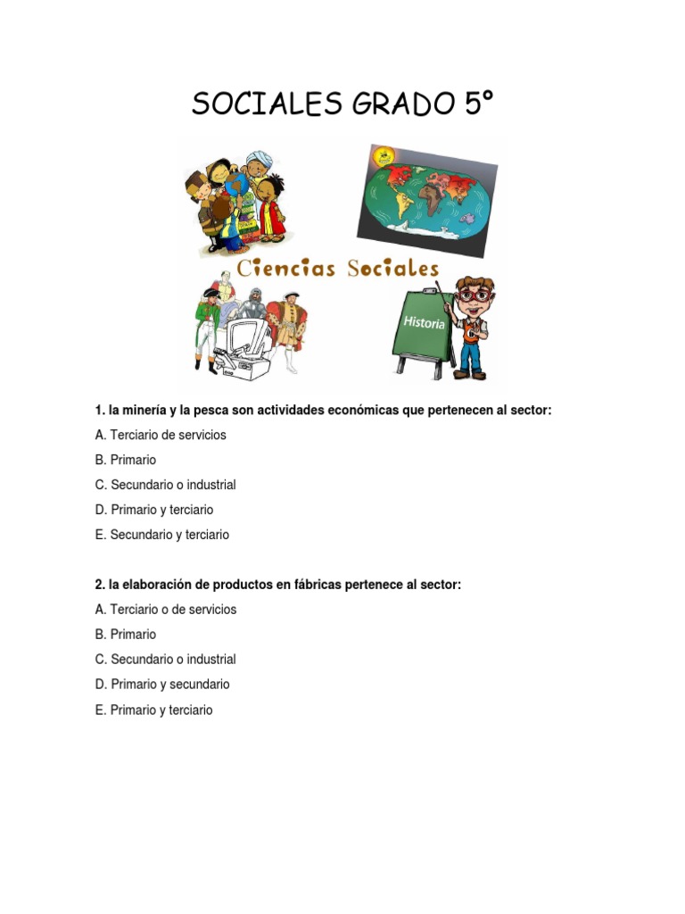 Taller de Repaso Sociales Grado 5 | PDF | Mapa | Colombia