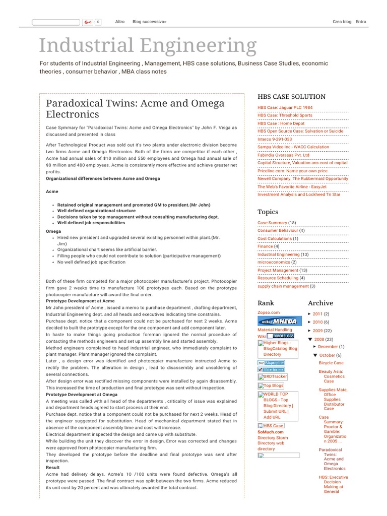 The paradoxical twins acme and omega electronics essay picture
