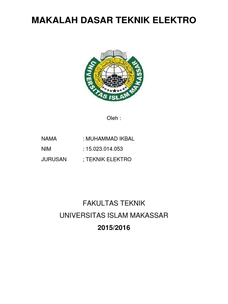Contoh Makalah Teknik Elektro Dikdasmen