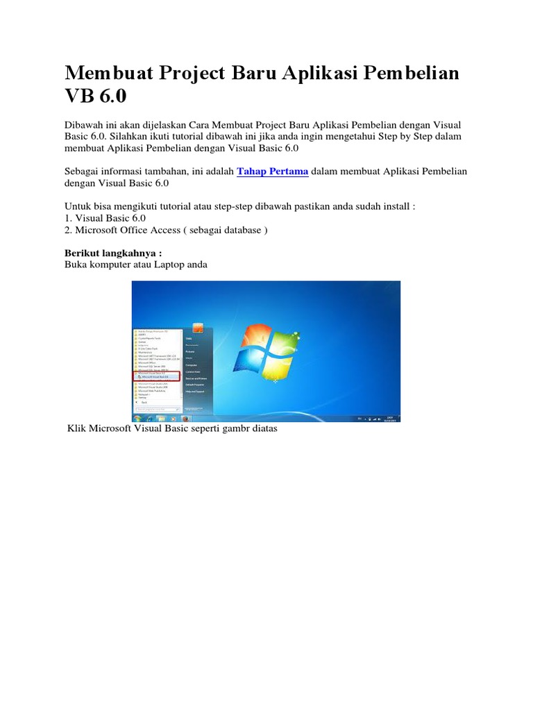 Tutorial Project Aplikasi Pembelian VB 6.0 | PDF