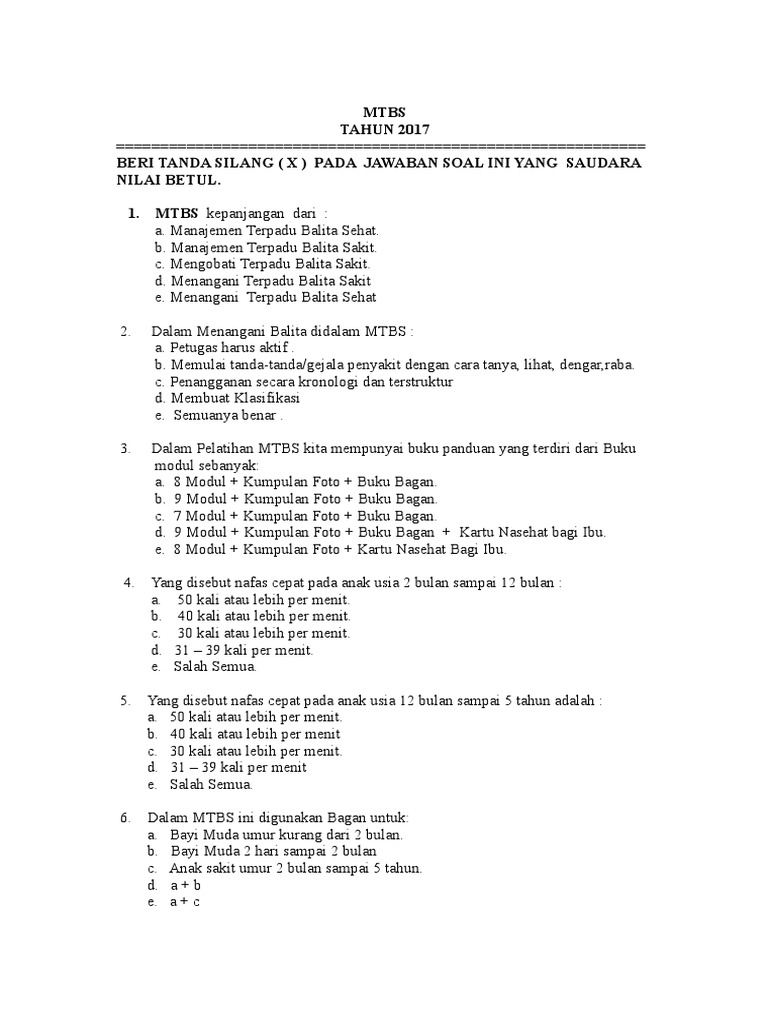 Soal Pre Test Dan Post Test MTBS