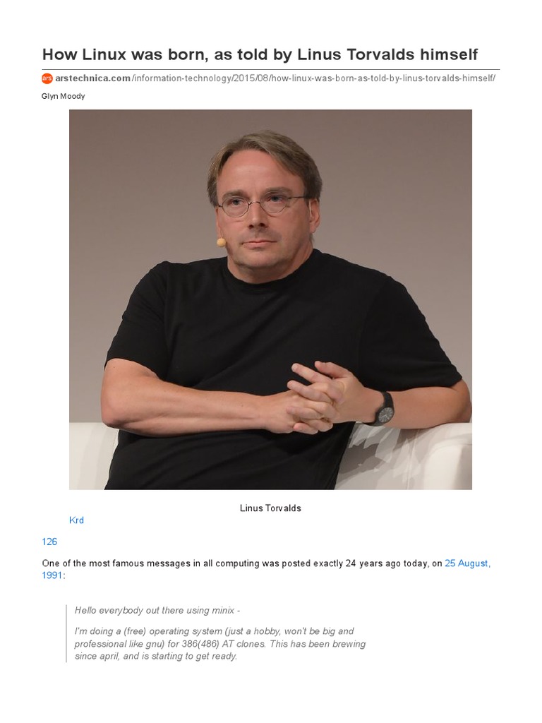 How Linux Was Born, As Told by Linus Torvalds Himself - Ars Technica