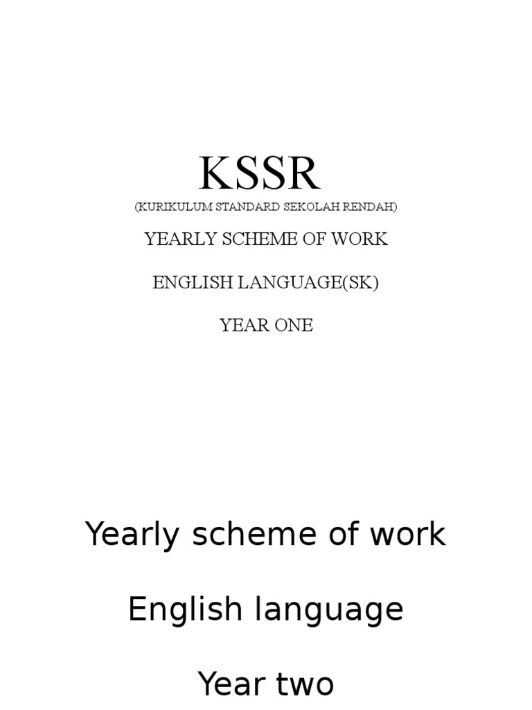 Yearly English Scheme for KSSR | PDF