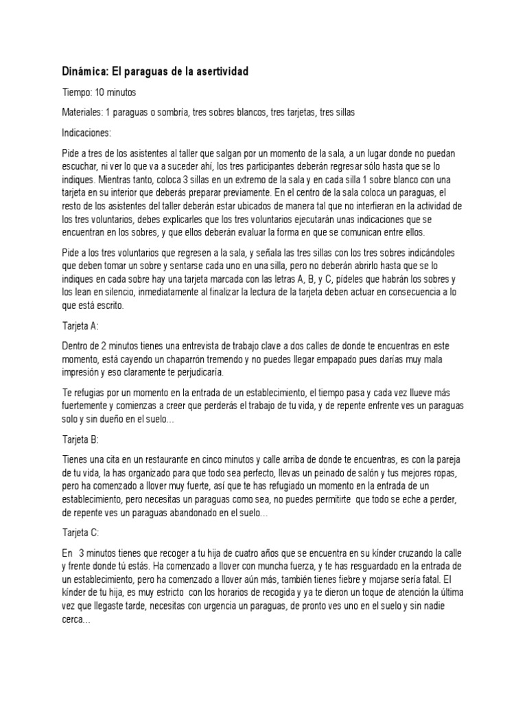 Dinámica Paraguas | PDF Comportamiento | Ocio