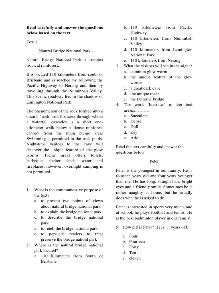 Soal Latihan Descriptive Text