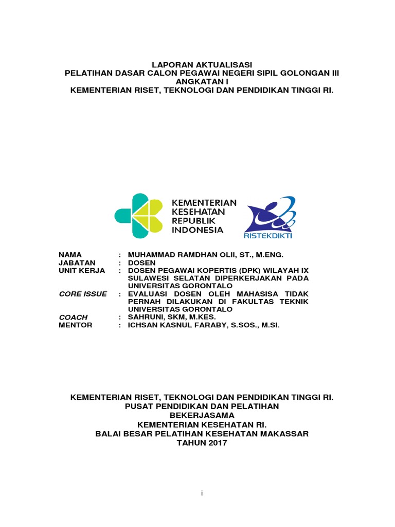 Laporan Aktualisasi CPNS 2017 AN MUHAMMAD RAMDHAN OLII