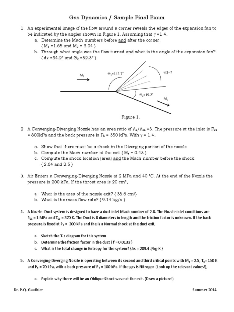 GasDynamics SampleFinal | PDF | Mach Number | Shock Wave