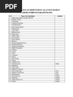 Daftar Usulan Kebutuhan Alat Dan Bahan Laboratorium Parasitologi