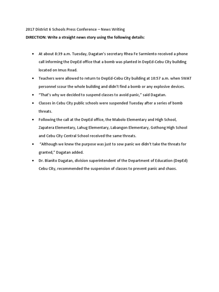 DSPC News Writing Philippines Violence