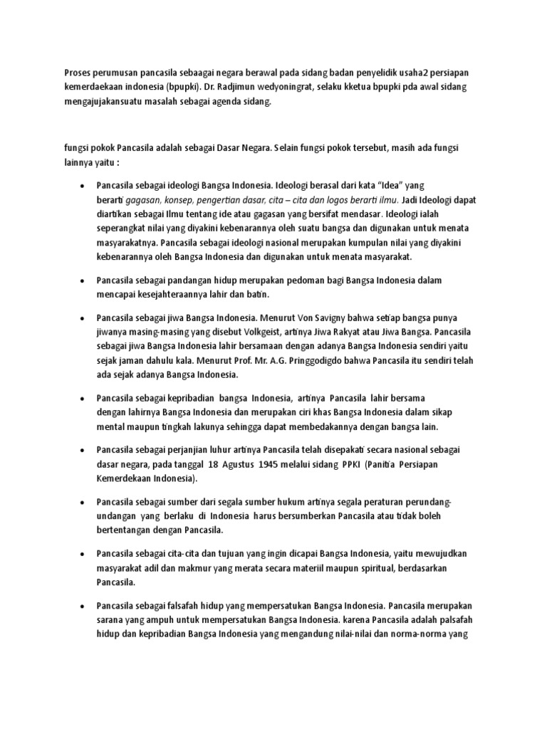 Fungsi Pancasila Sebagai Dasar Negara Docx