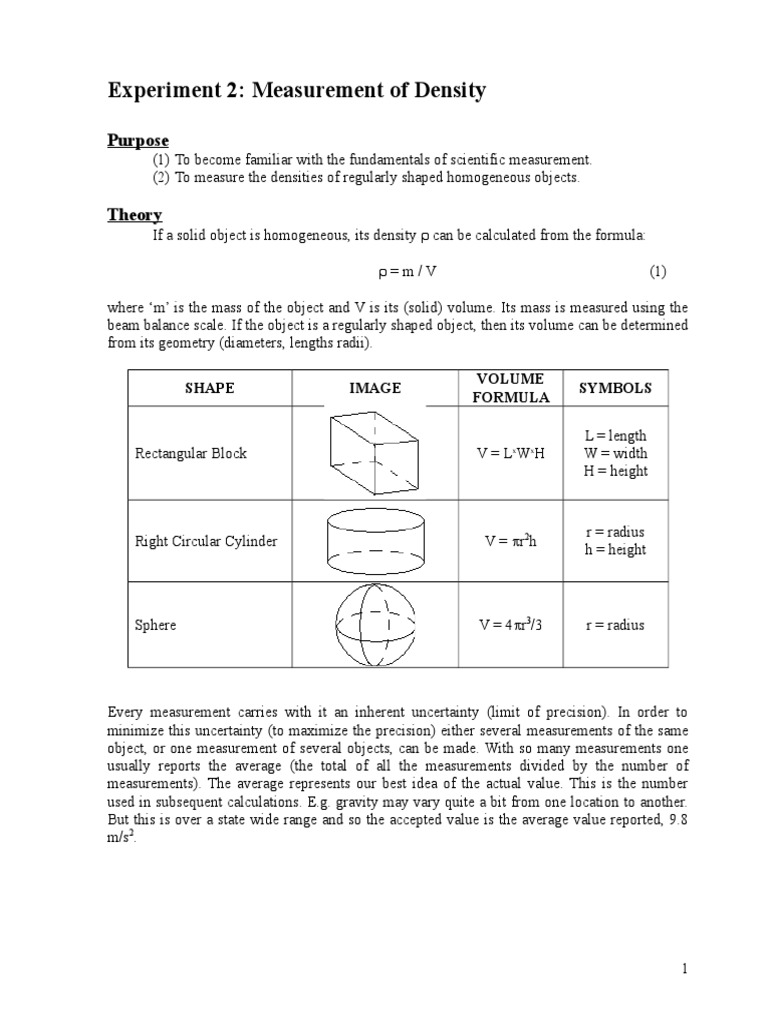 Measuring Density of Geometric Objects | PDF | Weighing Scale | Density