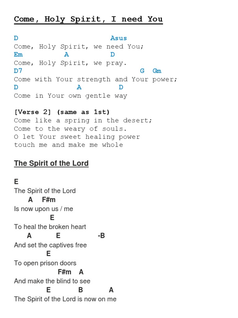 come-holy-spirit-i-need-you-and-the-spirit-of-the-lord-docx-religious