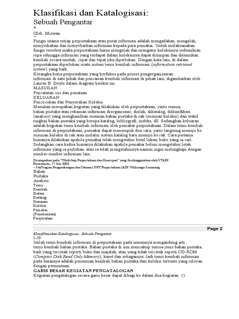 Klasifikasi dan Katalogisasi Perpustakaan | PDF