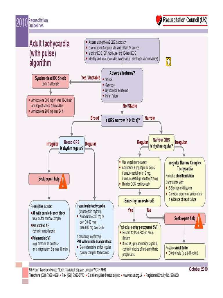 Adult Tachycardia (With Pulse) Algorithm | PDF | Electrocardiography ...