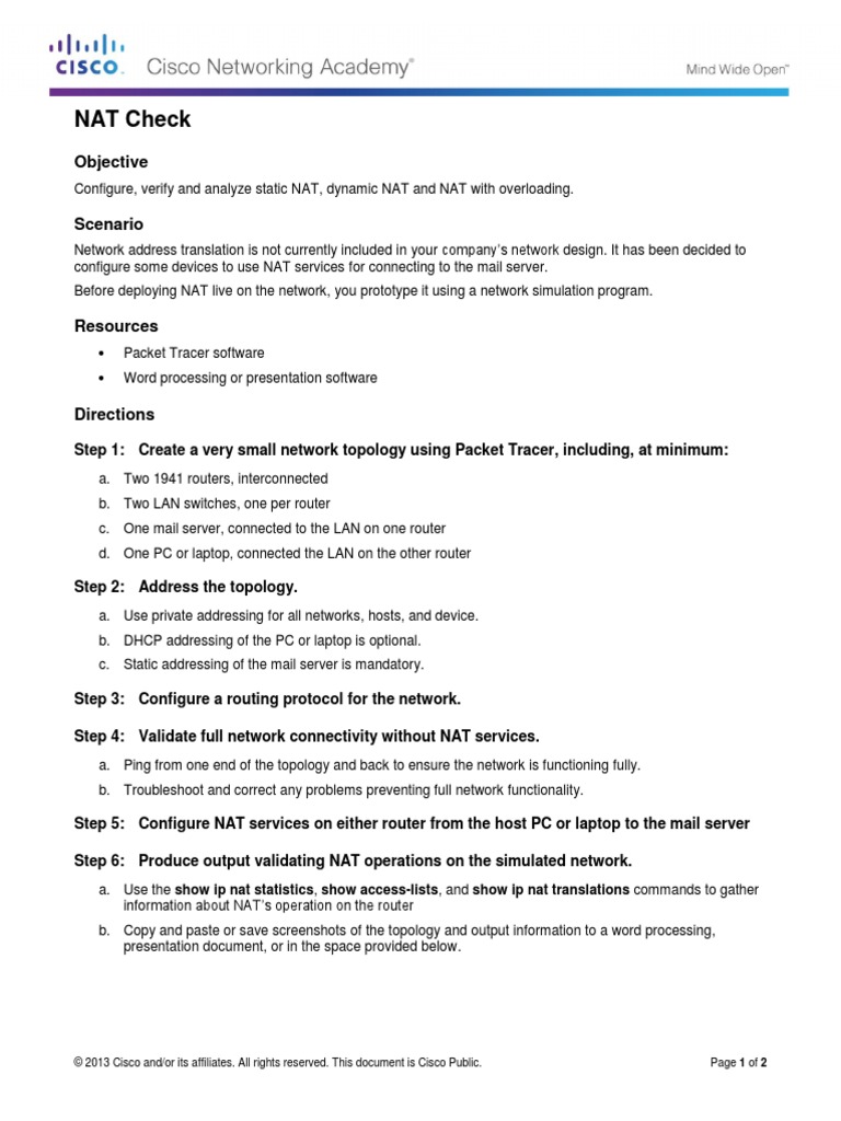5.4.1.1 NAT Check Instructions-Ok | PDF | Ip Address | Router (Computing)
