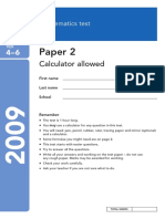 2009 KS3 Maths Level 4-6 Paper 2 Calculator Allowed