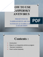 How To Use Kaspersky Antivirus: Presented By: Nabihah Binti Abu Bakar Fatimah Az-Zahraa Binti Zaharuddin