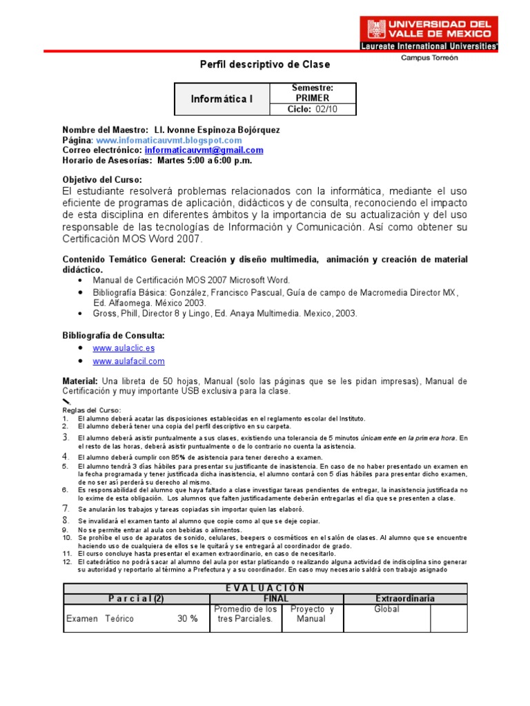 Perfil Informatica I | PDF | Prueba (evaluación) | Informática