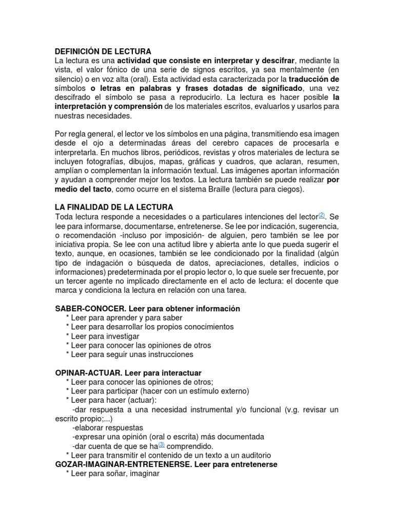 Definición de Lectura Lectura (proceso) Comprensión