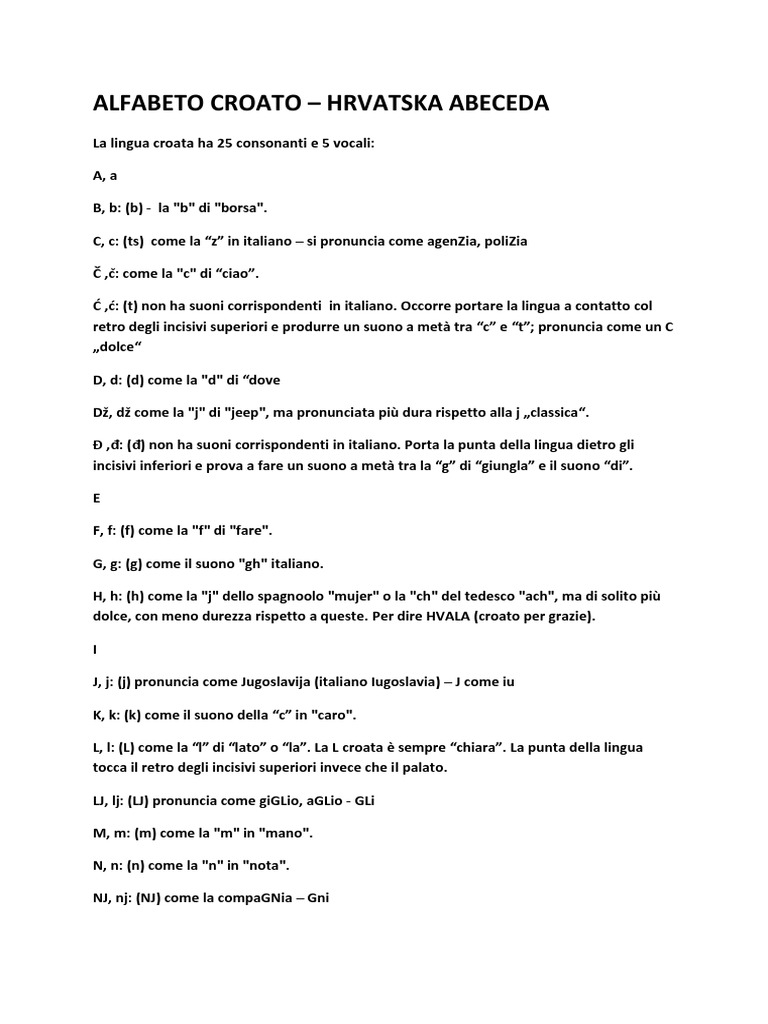 Alfabeto Croato | PDF