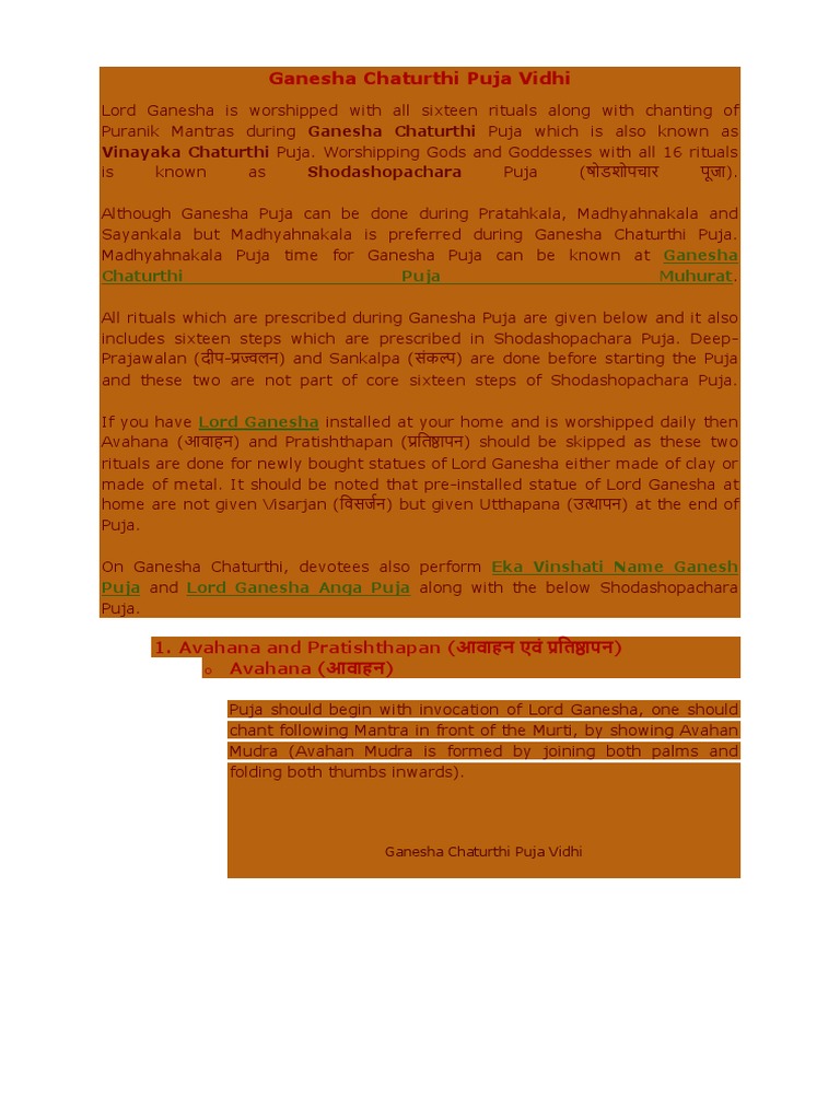 Ganesha Chaturthi Puja Vidhi Guide | PDF | Indian Religions | Hindu Worship