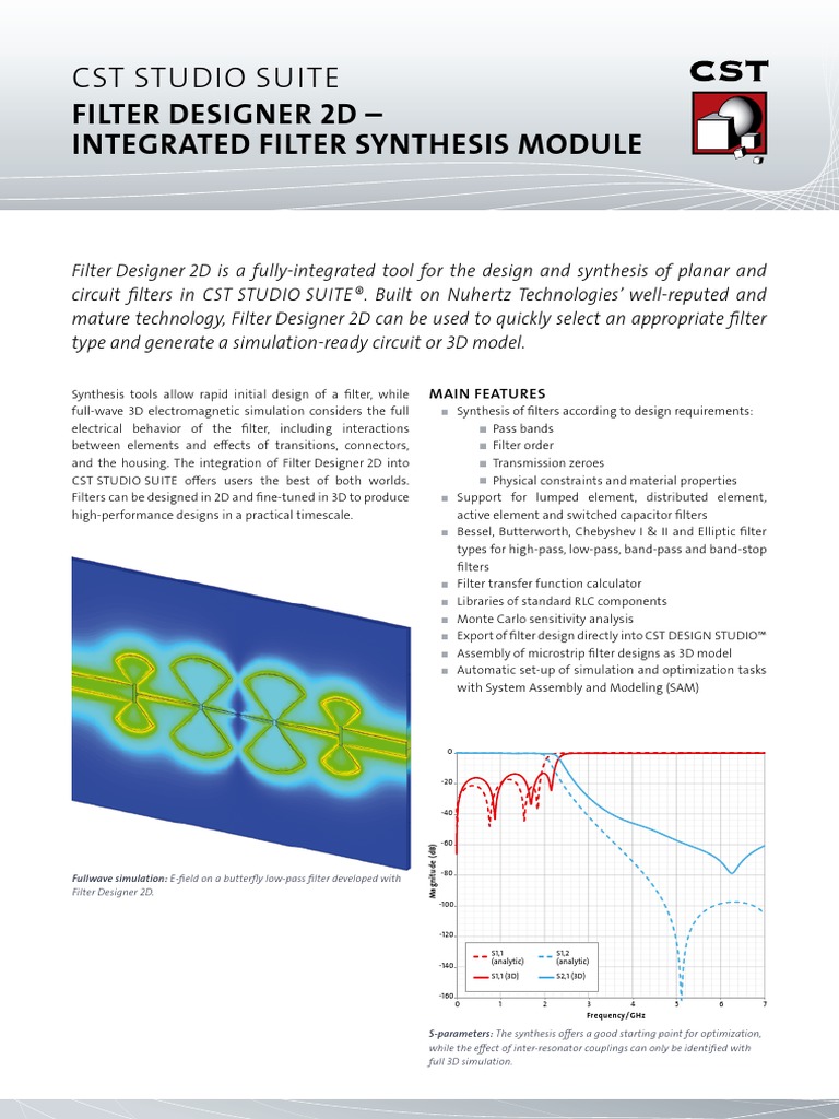 CST Filter Designer 2D Electronic Filter Electrical Engineering