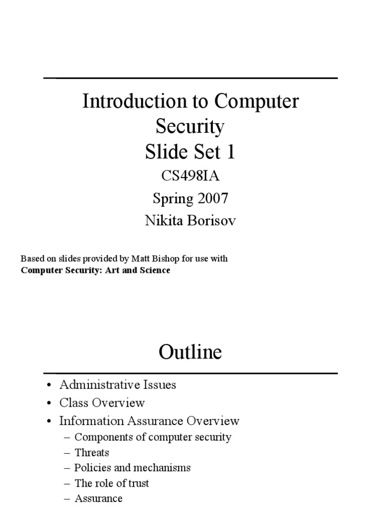 CS461 01.overview | PDF | Computer Security | Security