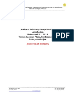 National Advisory Group Meeting Azerbaijan Date: April 11, 2014 Venue: Caspian Plaza, Conference Hall Baku, Azerbaijan