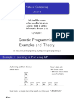 Natural Computing Lecture 9: Genetic Programming Examples and Theory