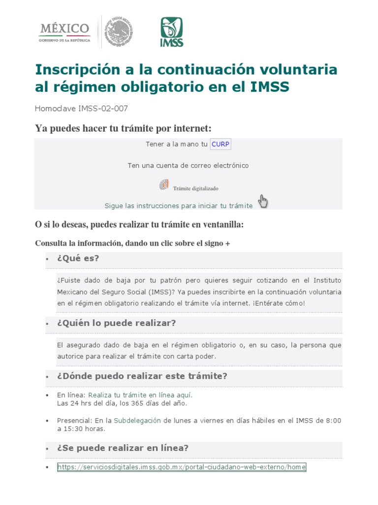 Inscripción a La Continuación Voluntaria Al Régimen