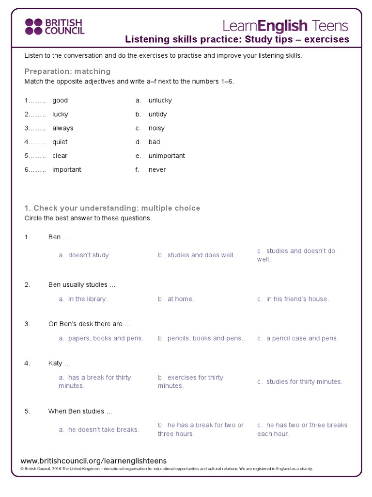 Study Tips - Exercises | PDF