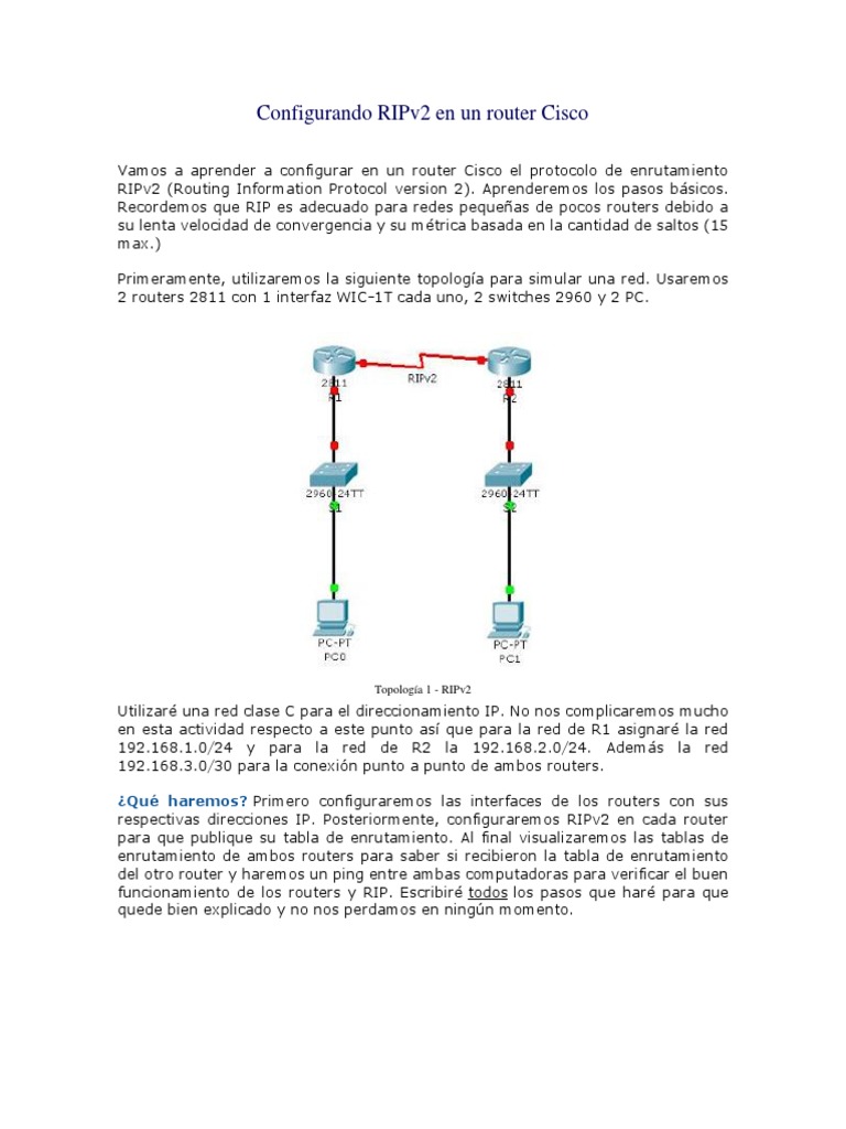 Configuración de RIPv2 en Cisco | PDF | Enrutador (Computación ...