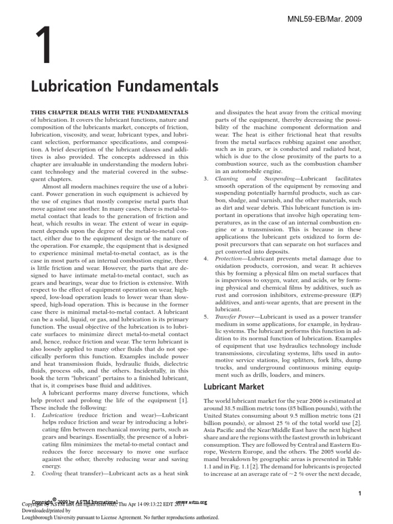 A Comprehensive Review of Lubricant Chemistry, Technology, Selection