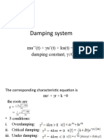 Damping system: mu'' (t) + γu' (t) + ku (t) = 0 damping constant, γ≠0