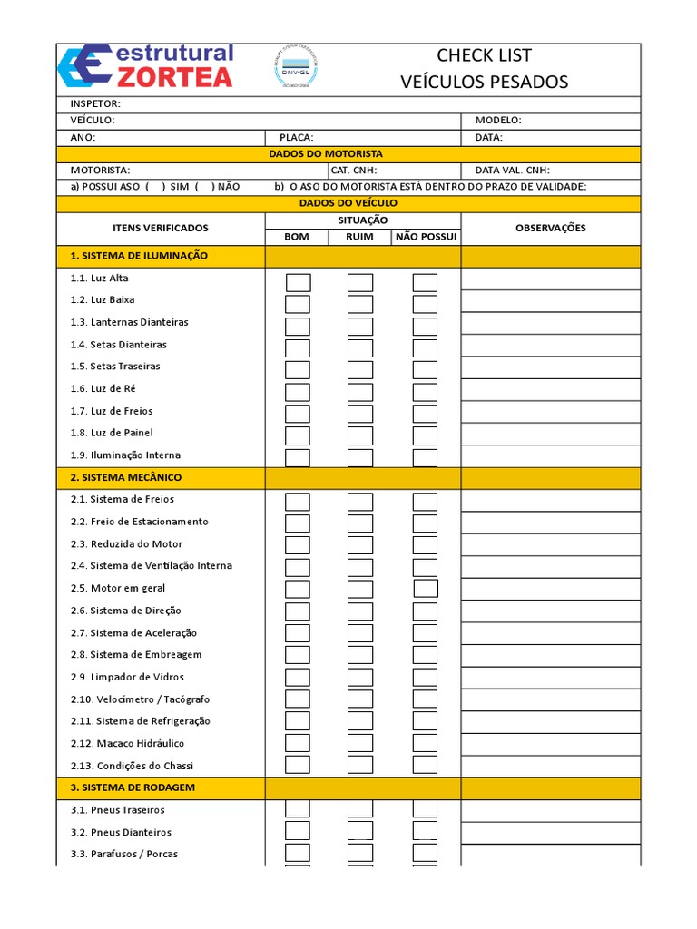 Modelo de Check List - Veiculos | PDF | Layouts de automóveis | Carro