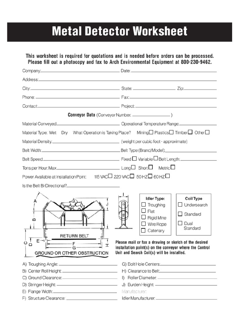 metal detector worksheet