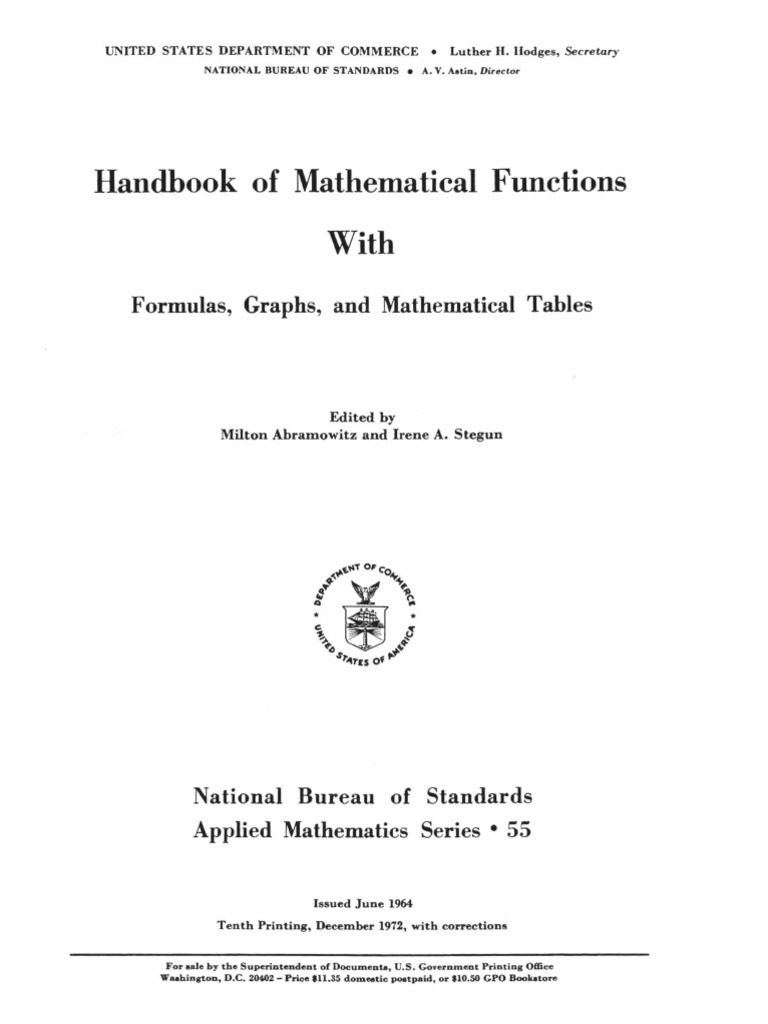Handbook of Mathematical Functions With Formulas - M (1