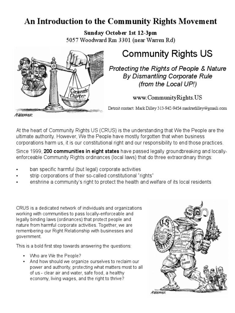Community Rights Detroit Intro | PDF | Politics | Social Science