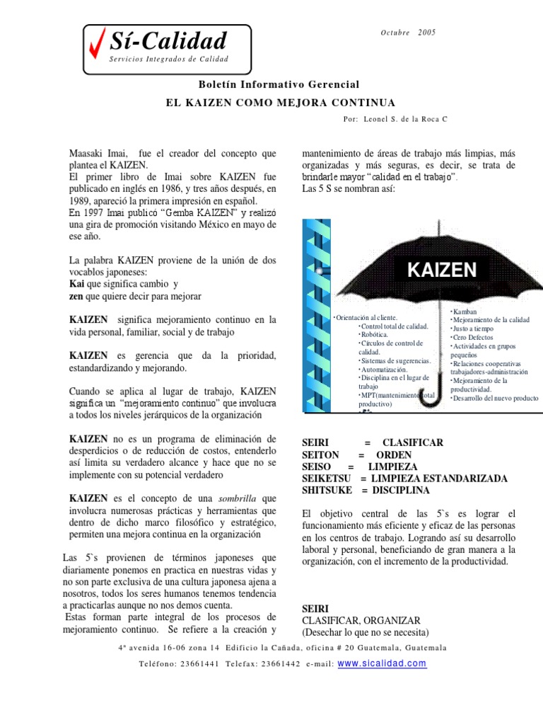 Articulo Kaizen Mejora Continua | PDF | Disciplinas | Calidad (comercial)