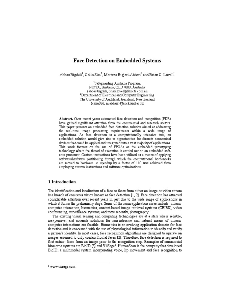Face Detection On Embedded Systems | PDF