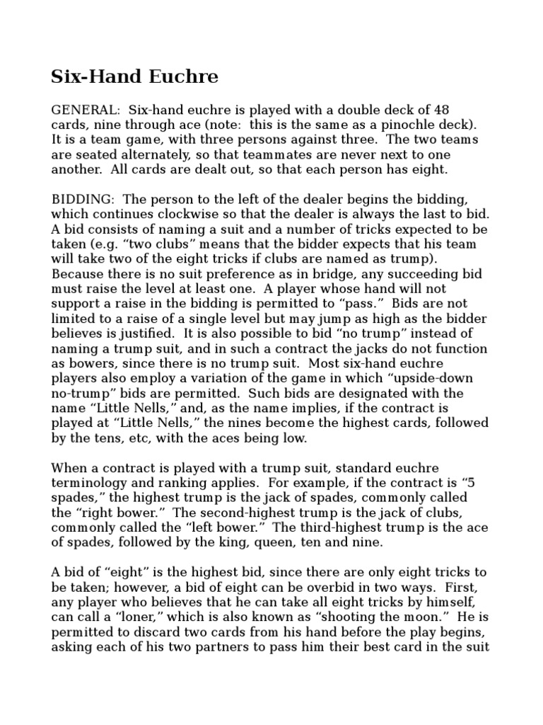 6 Handed Euchre Rules Pdf