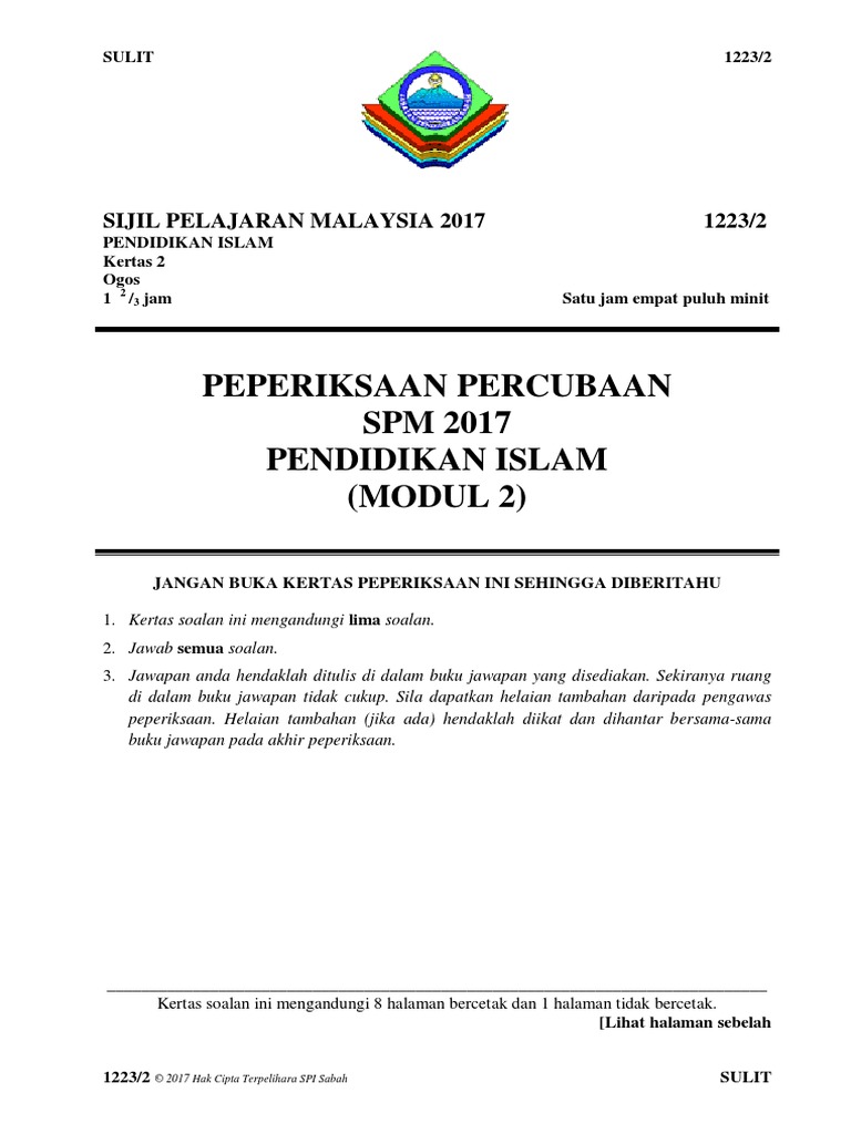 Soalan Trial Spm 2021 Pendidikan Islam