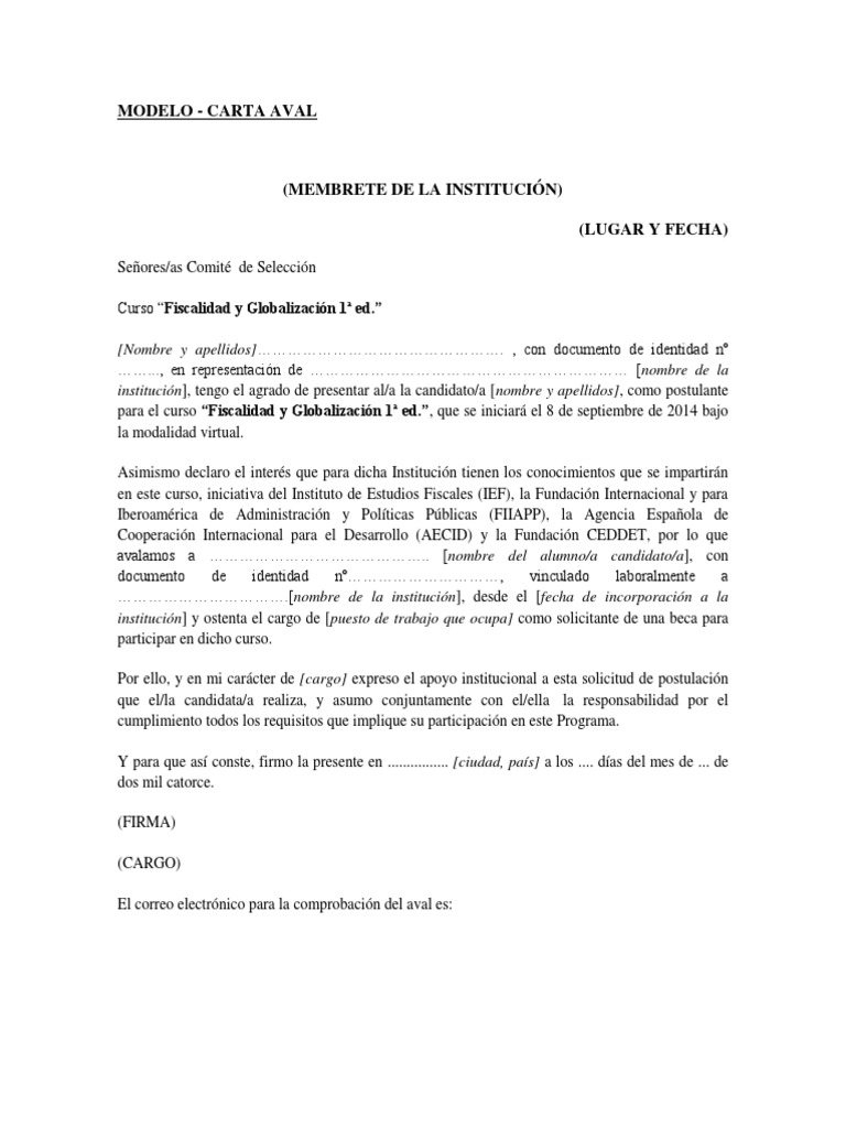 Carta Aval Y Declaracion Jurada Pdf Politica Gobierno
