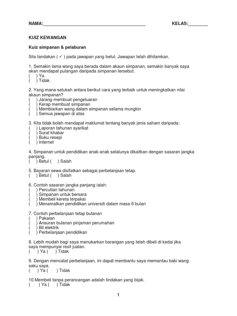 Kuiz Kewangan Kelab Pengguna Pdf