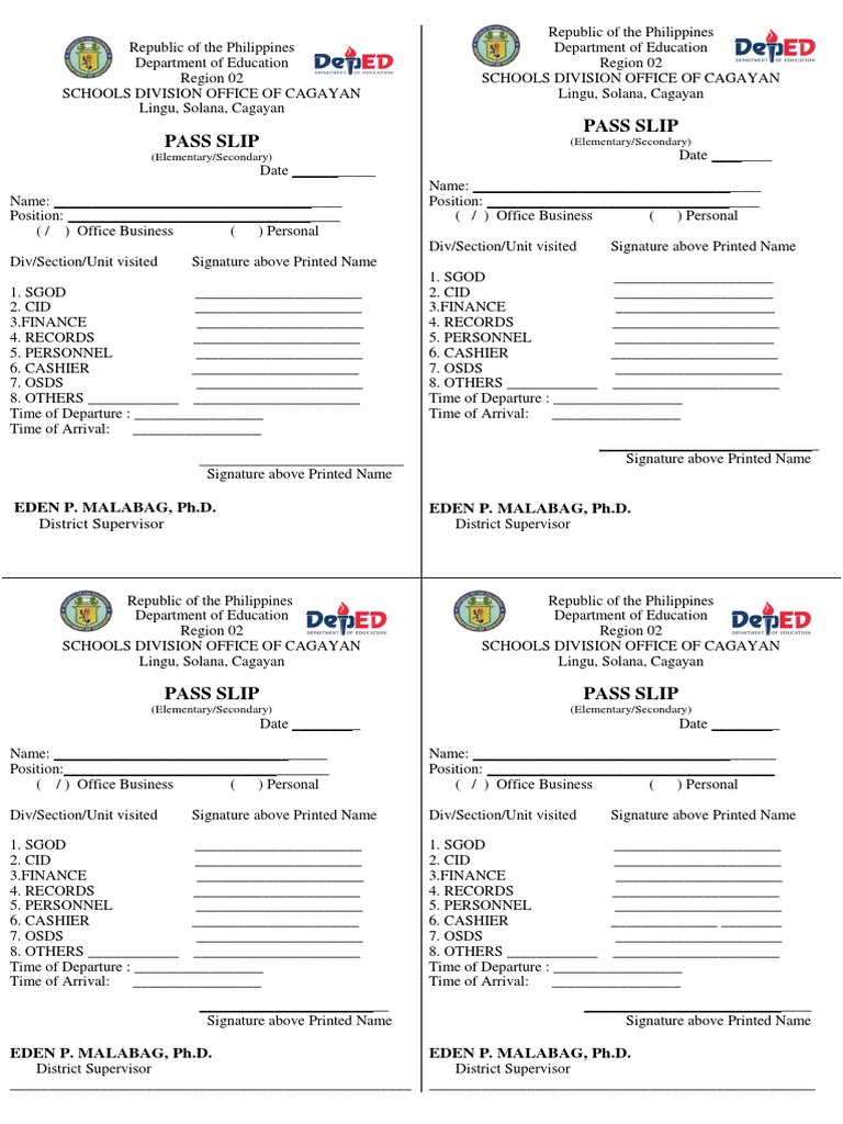 Pass Slip PDF Government Related Organizations Administrative Law